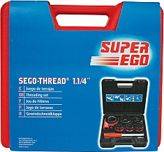 Упаковка клуппа трубного ручного Super-Ego 600 Set Compact 3/8"-1/2"-3/4"-1"-1 1/4" NPT